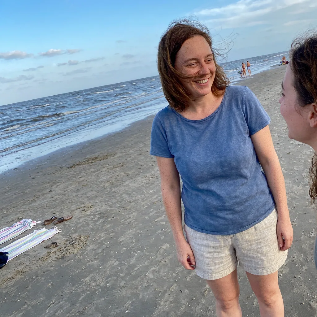 AI-generated beach photo edited with Open Eyes, original example